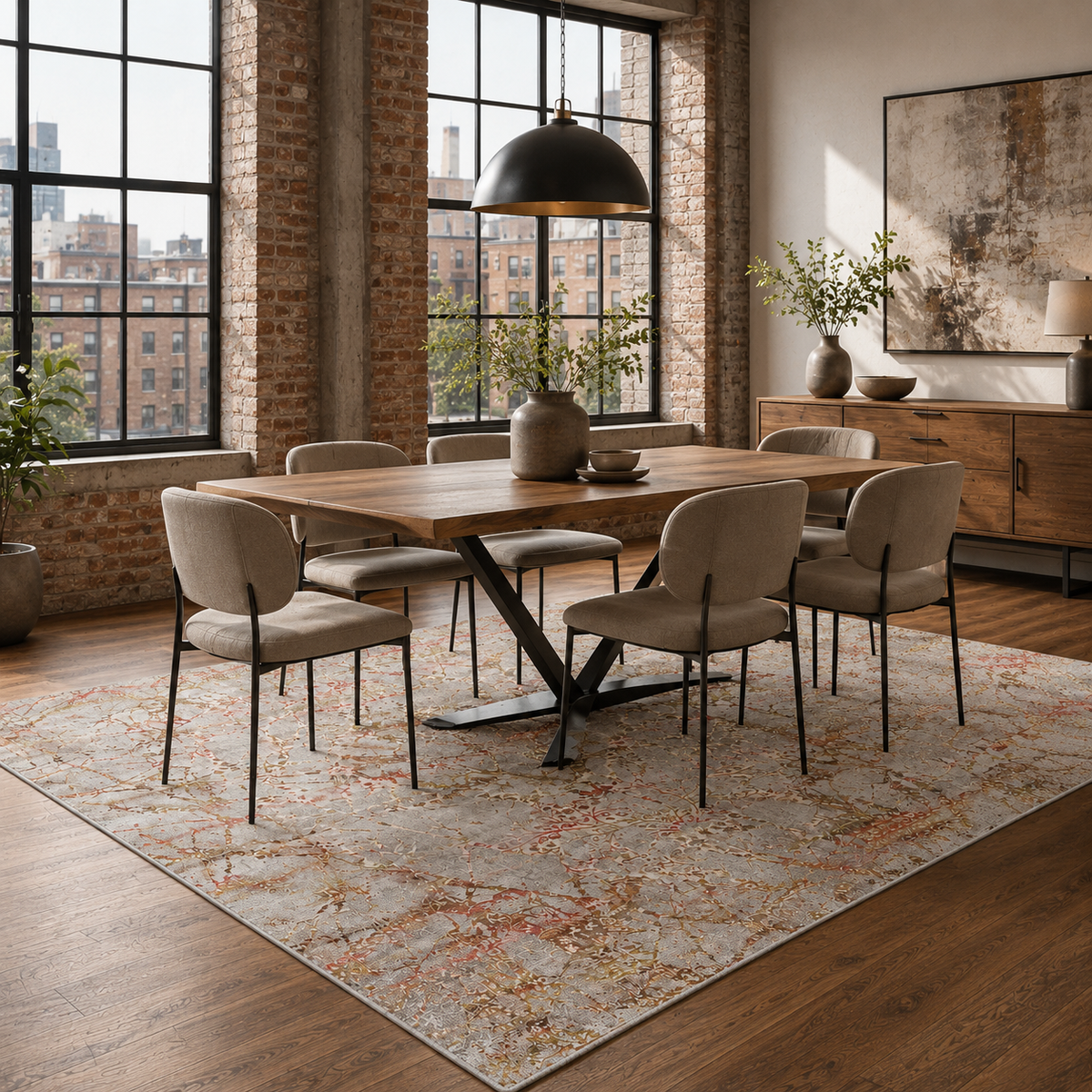Tapis Classique Vintage Gris Lavable Brune, vue 6