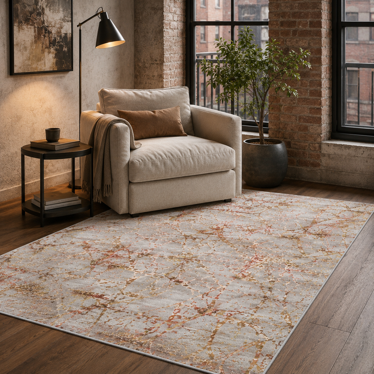 Tapis Classique Vintage Gris Lavable Brune, vue 8