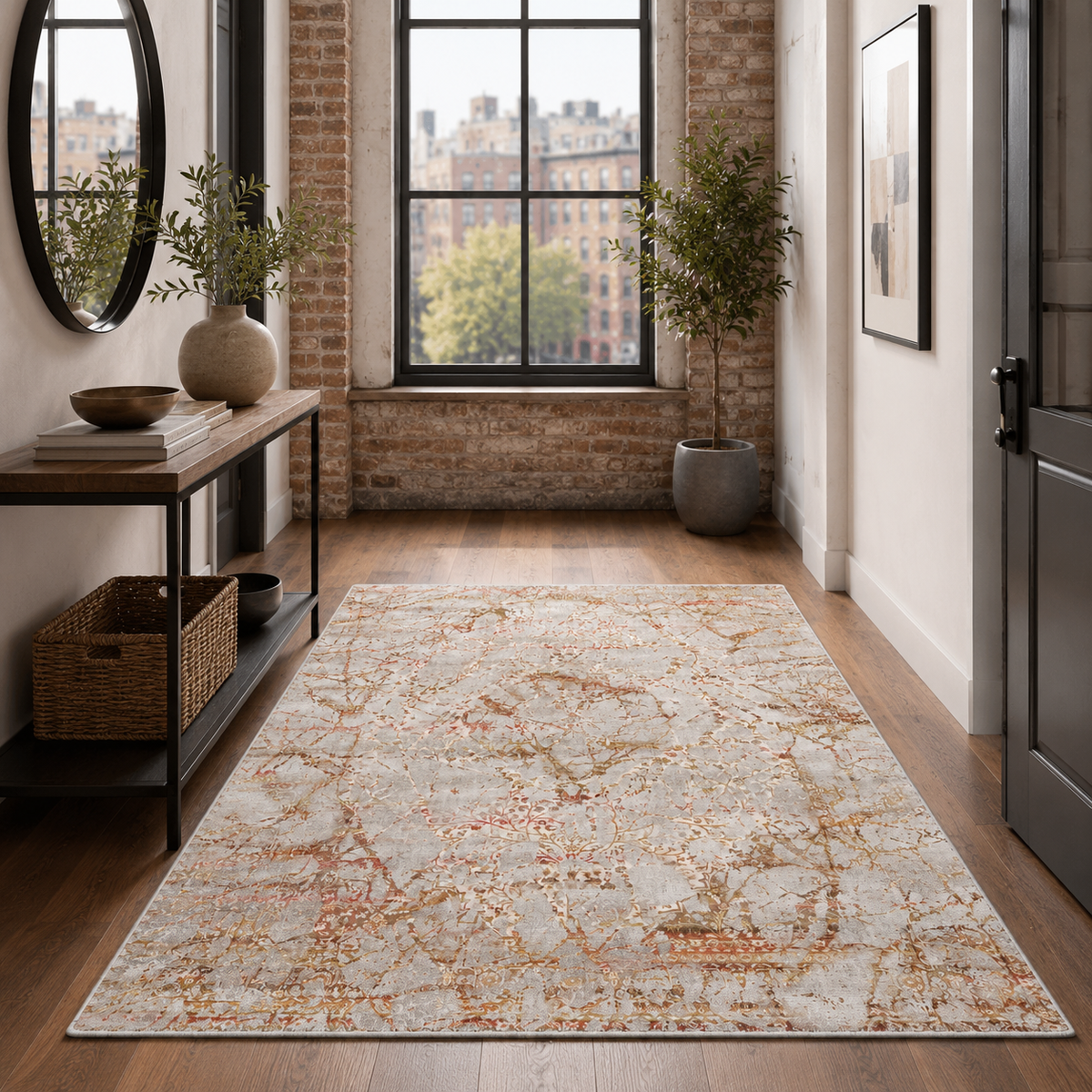 Tapis Classique Vintage Gris Lavable Brune, vue 9