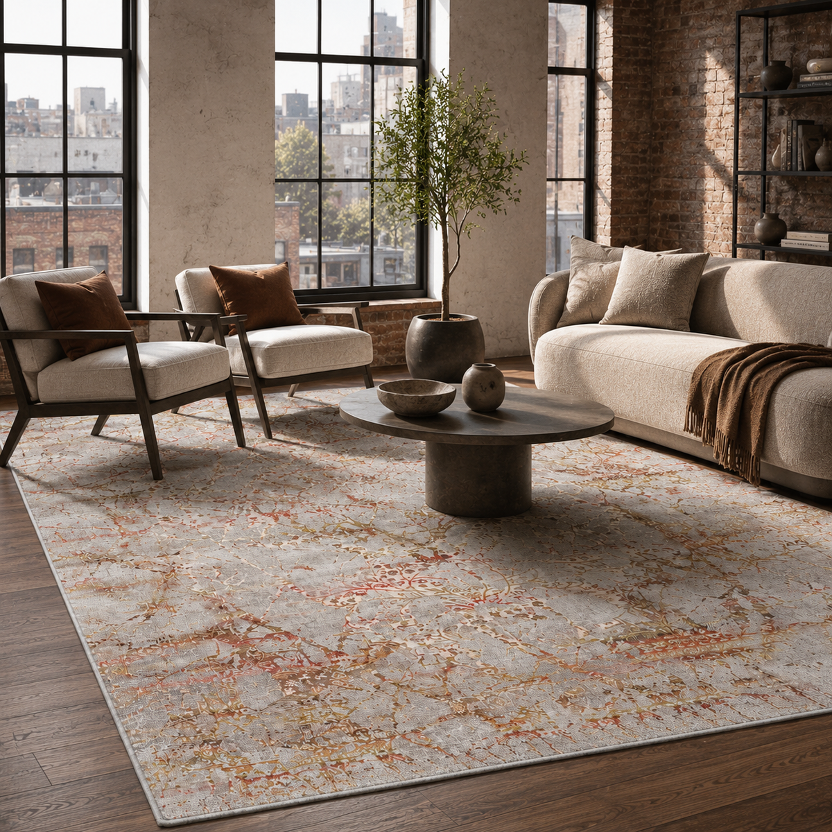 Tapis Classique Vintage Gris Lavable Brune, vue 10