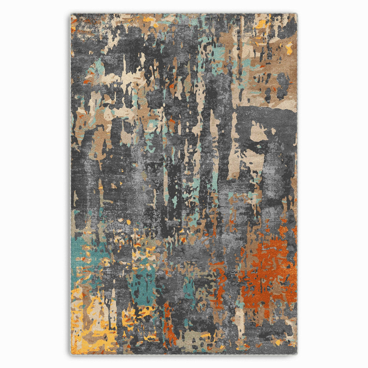 Détail du motif du tapis ethnique moderne gris lavable Morgane