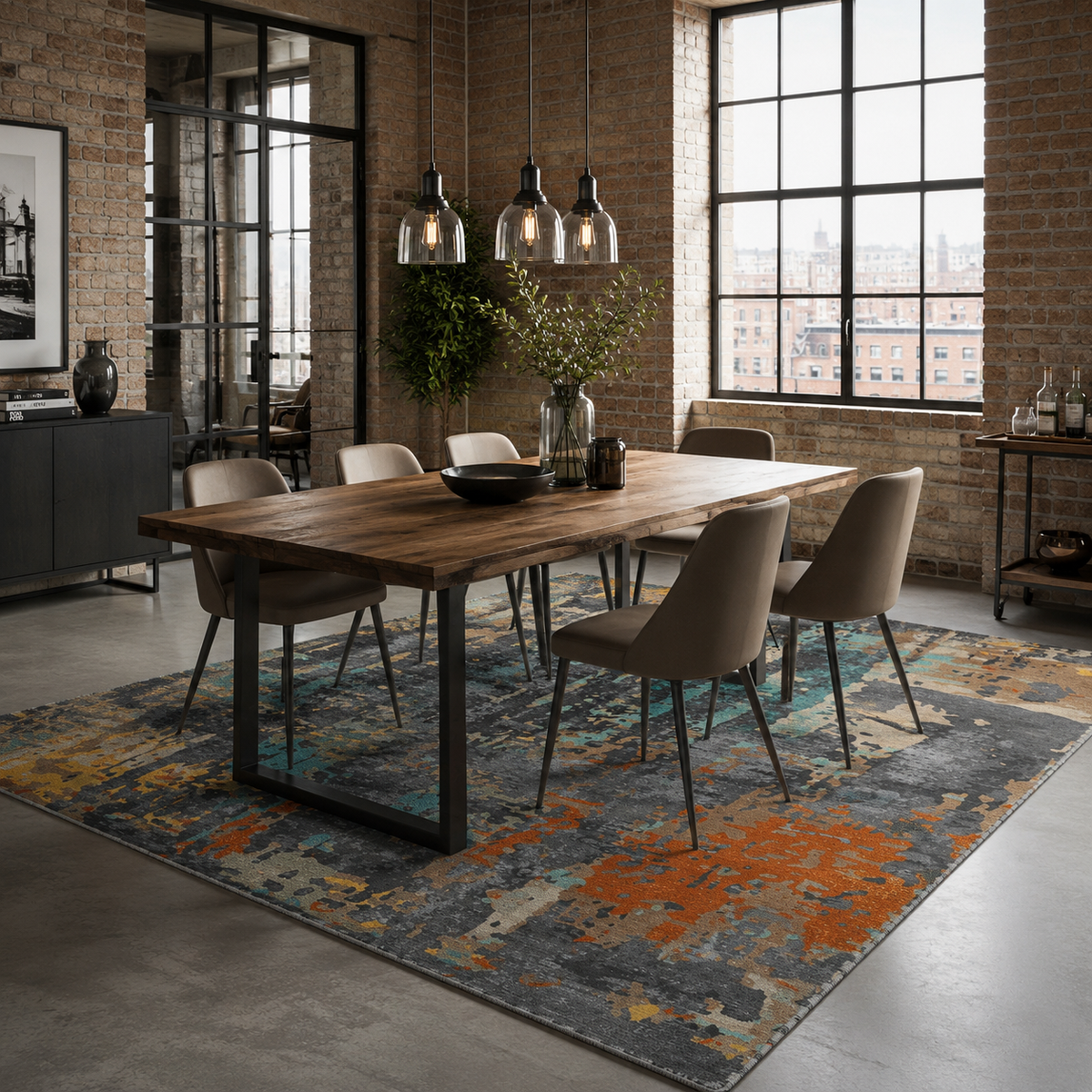 Tapis Ethnique Moderne Gris Lavable Morgane, vue 6