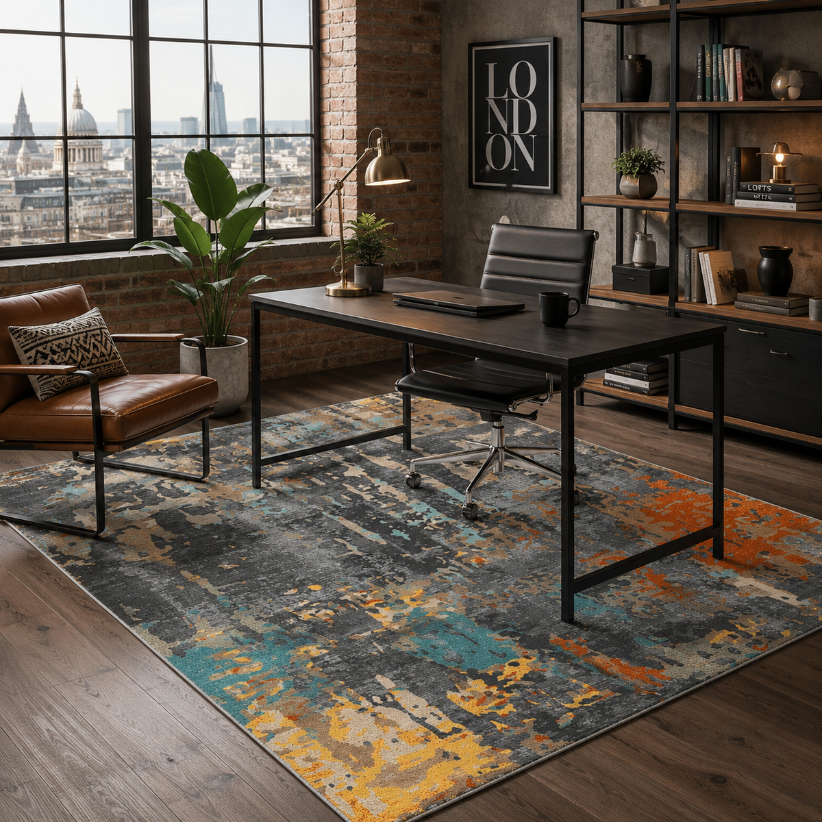 Tapis Ethnique Moderne Gris Lavable Morgane, vue 8
