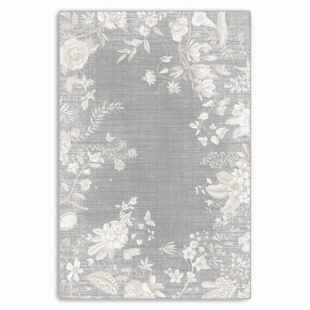 Détail du motif du tapis classique gris lavable Nathalie