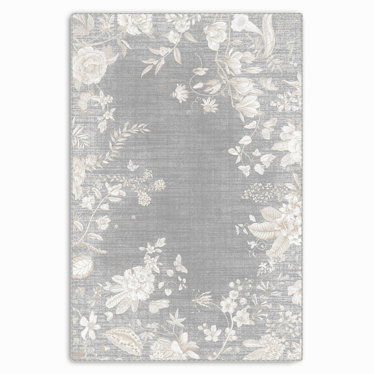 Détail du motif du tapis classique gris lavable Nathalie