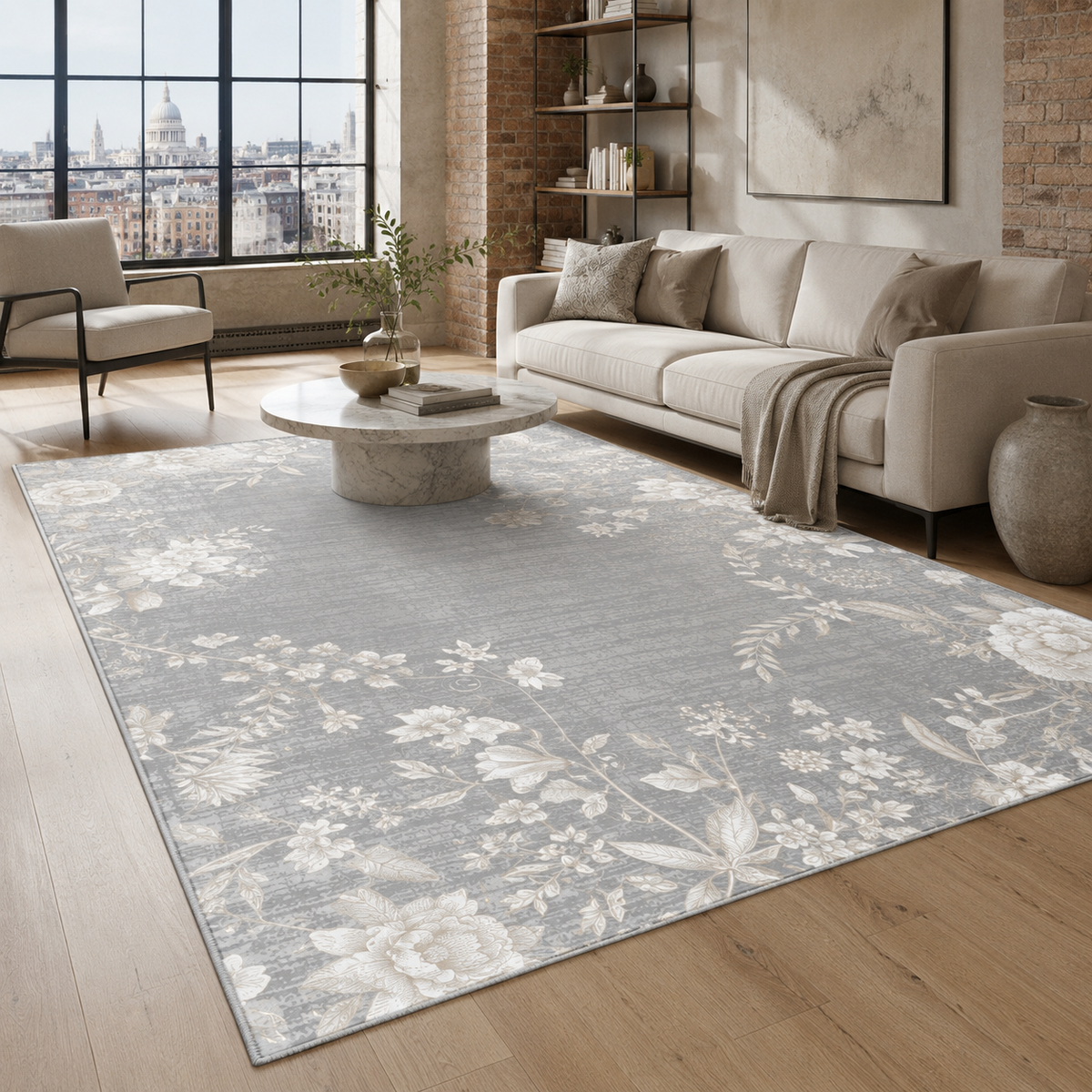 Tapis Classique Gris Lavable Nathalie, vue 3
