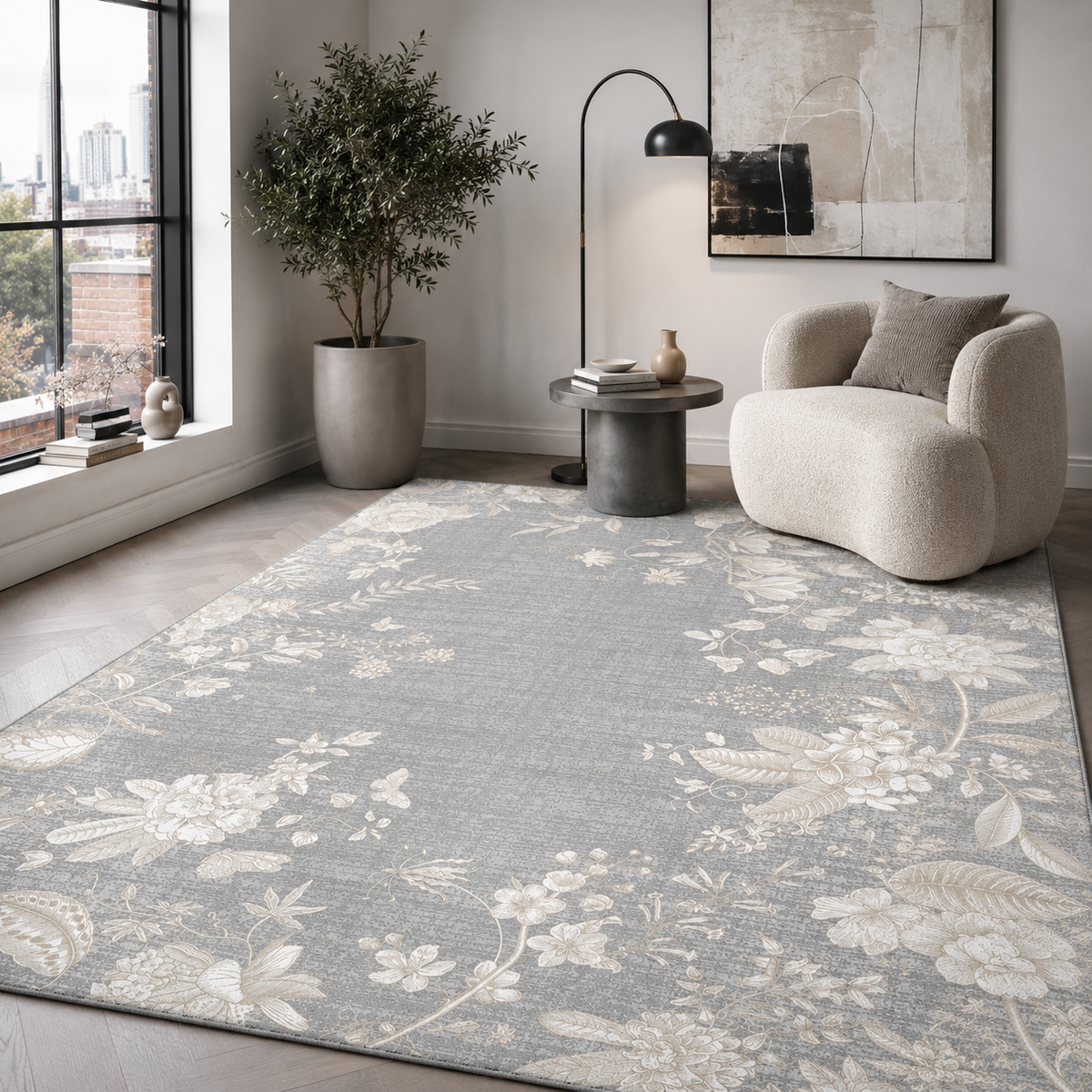 Tapis Classique Gris Lavable Nathalie, vue 7