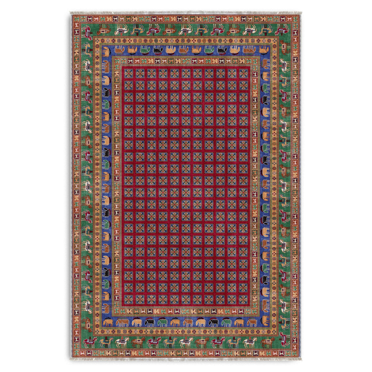 Détail du motif du tapis classique vintage bordeaux lavable Nathalie
