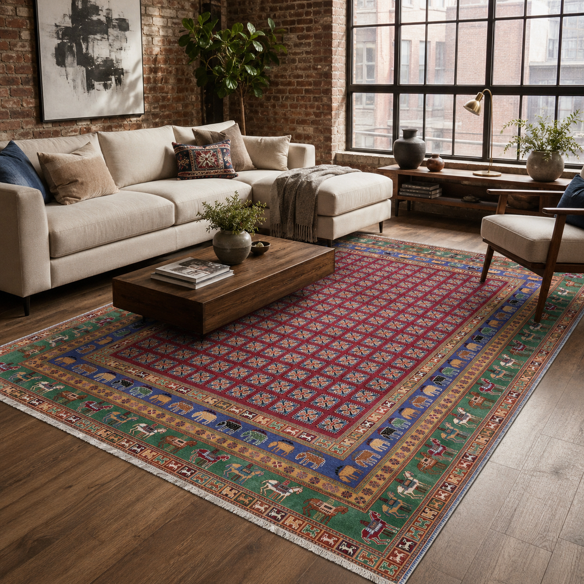 Tapis Classique Vintage Bordeaux Lavable Nathalie, vue 3