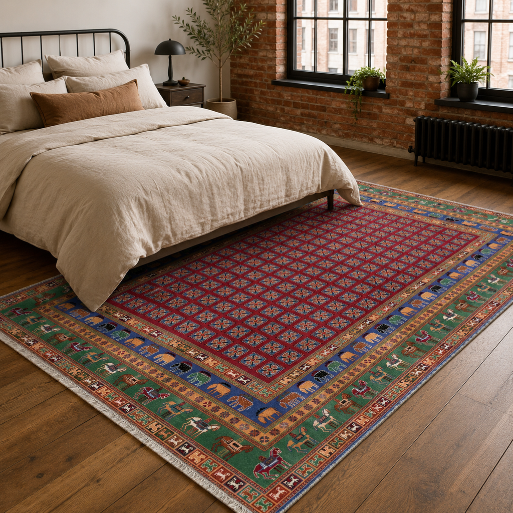 Tapis Classique Vintage Bordeaux Lavable Nathalie, vue 4