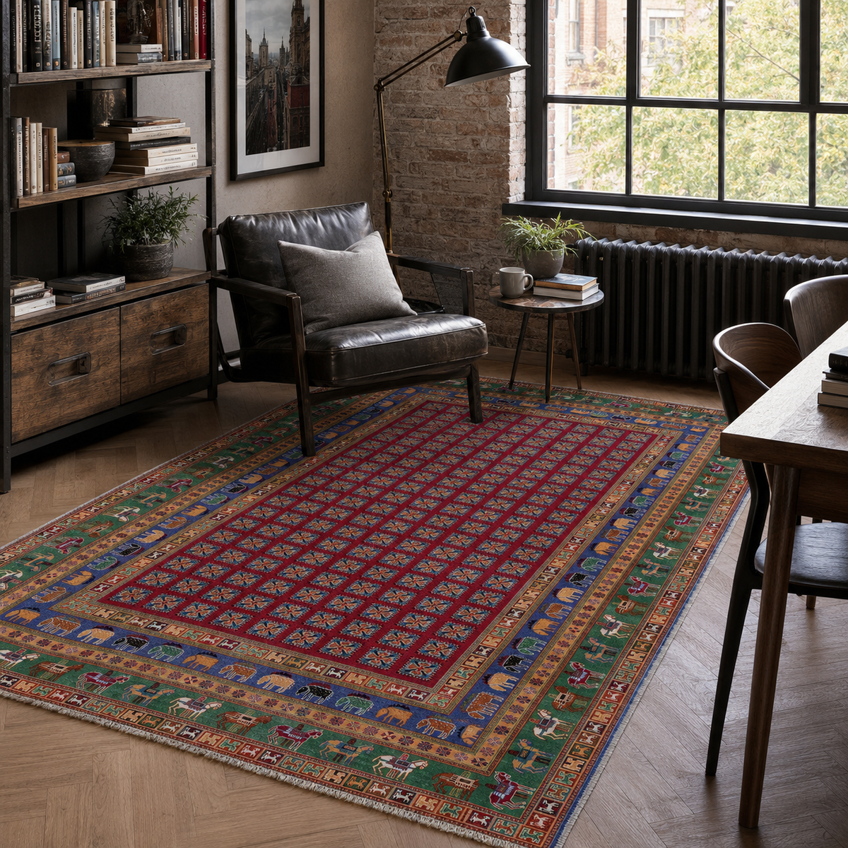Tapis Classique Vintage Bordeaux Lavable Nathalie, vue 6