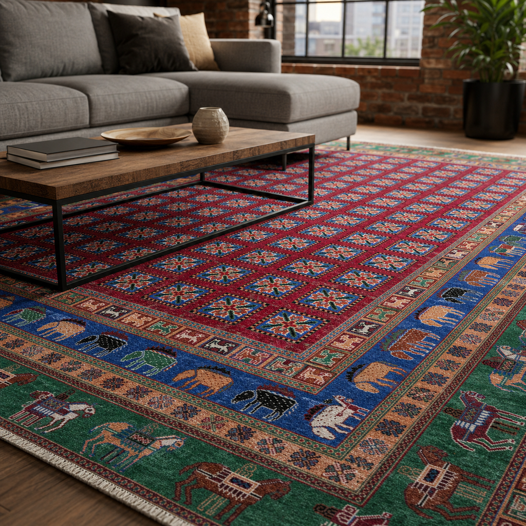 Tapis Classique Vintage Bordeaux Lavable Nathalie, vue 7