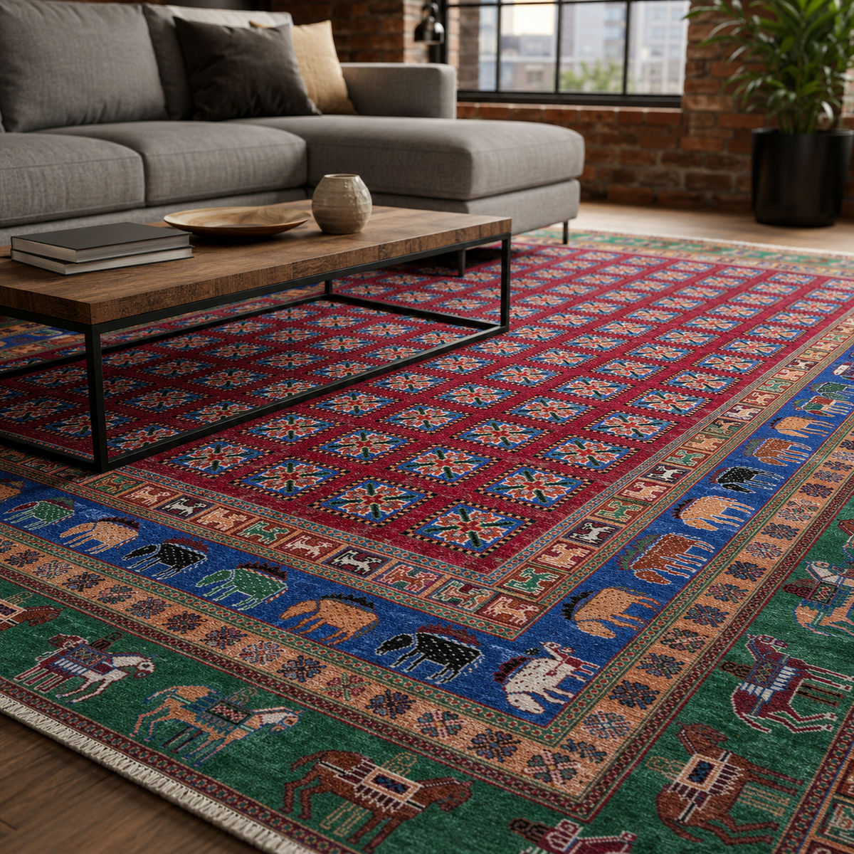 Tapis Classique Vintage Bordeaux Lavable Nathalie, vue 7