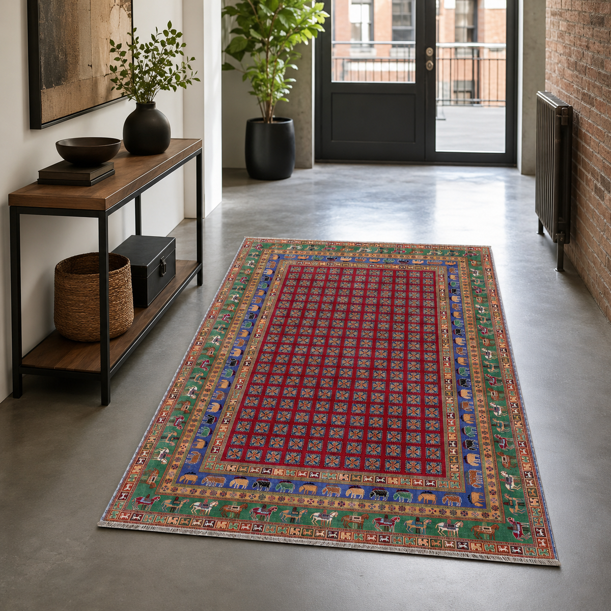 Tapis Classique Vintage Bordeaux Lavable Nathalie, vue 9