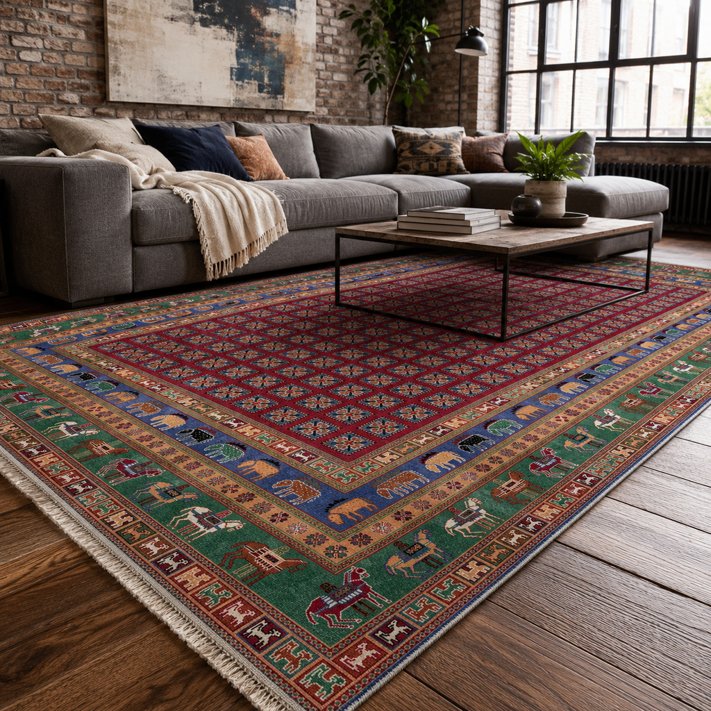 Tapis Classique Vintage Bordeaux Lavable Nathalie, vue 10