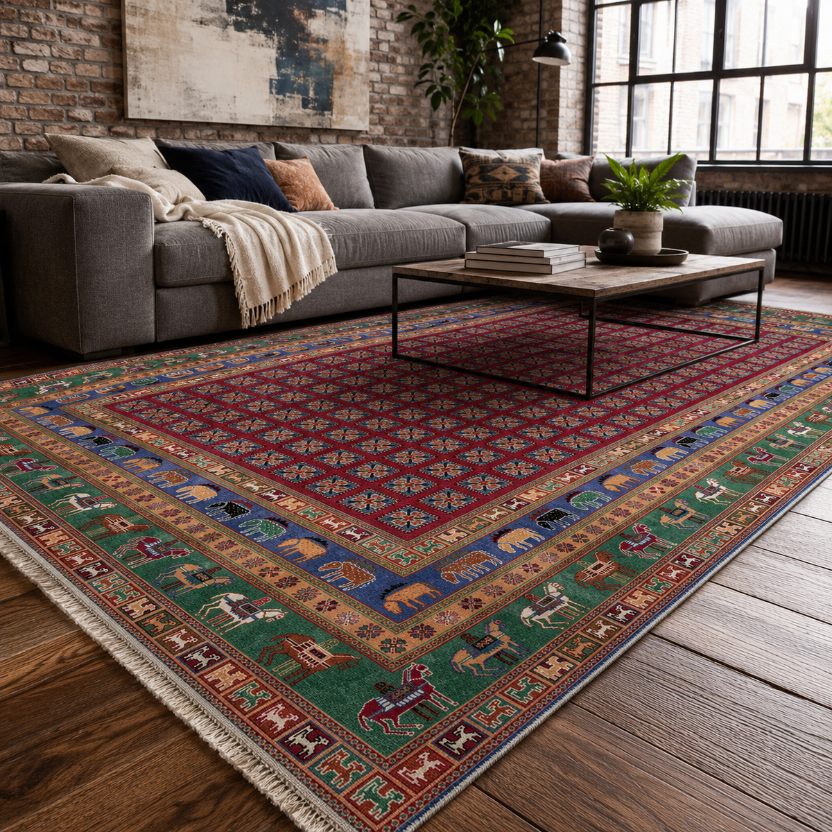 Tapis Classique Vintage Bordeaux Lavable Nathalie, vue 10
