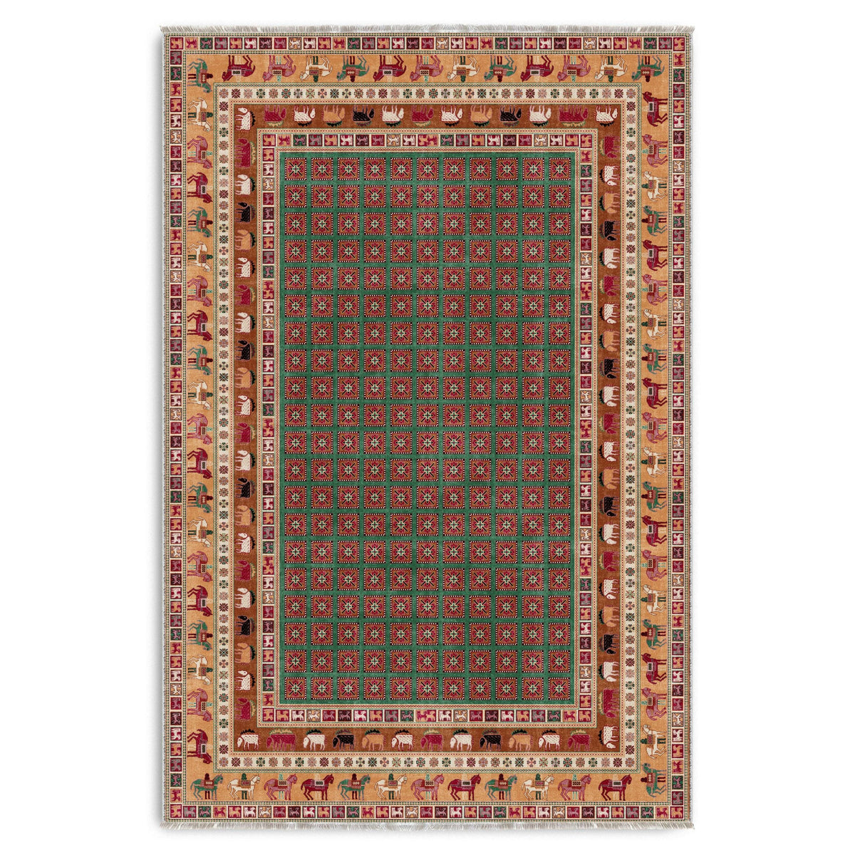 Détail du motif du tapis ethnique vintage bordeaux lavable Amaya