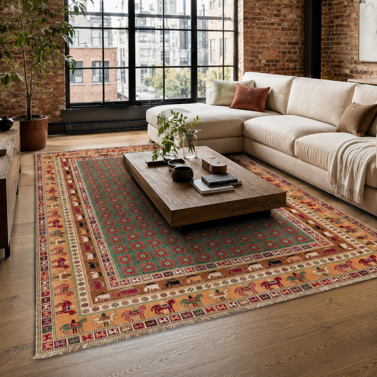Tapis Ethnique Vintage Bordeaux Lavable Amaya, vue 3
