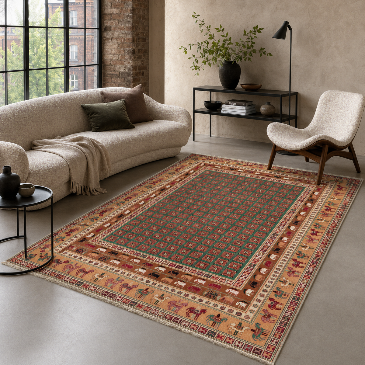Tapis Ethnique Vintage Bordeaux Lavable Amaya, vue 4