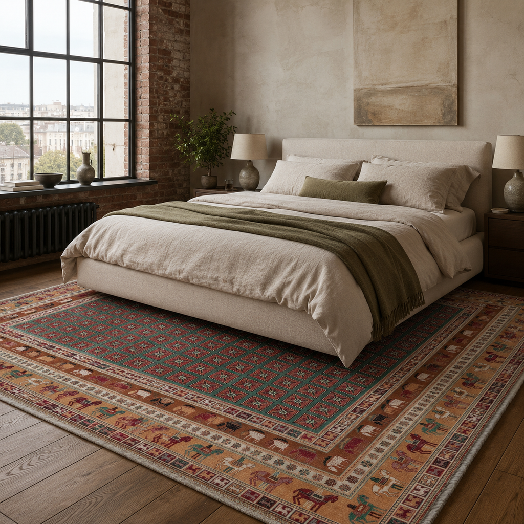 Tapis Ethnique Vintage Bordeaux Lavable Amaya, vue 6