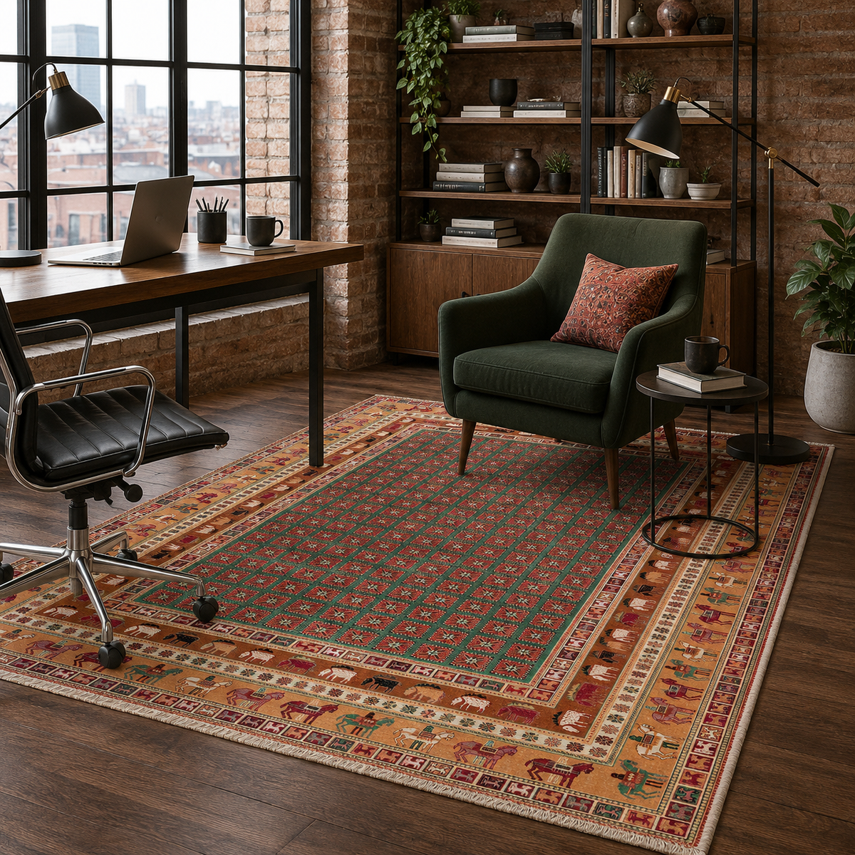 Tapis Ethnique Vintage Bordeaux Lavable Amaya, vue 7