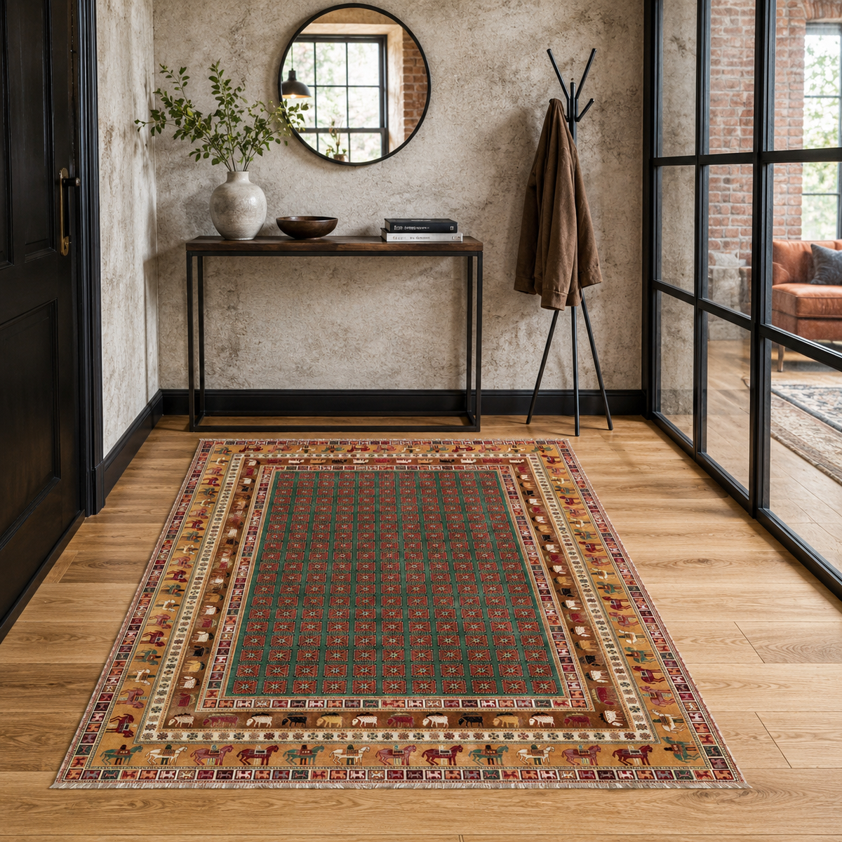Tapis Ethnique Vintage Bordeaux Lavable Amaya, vue 8