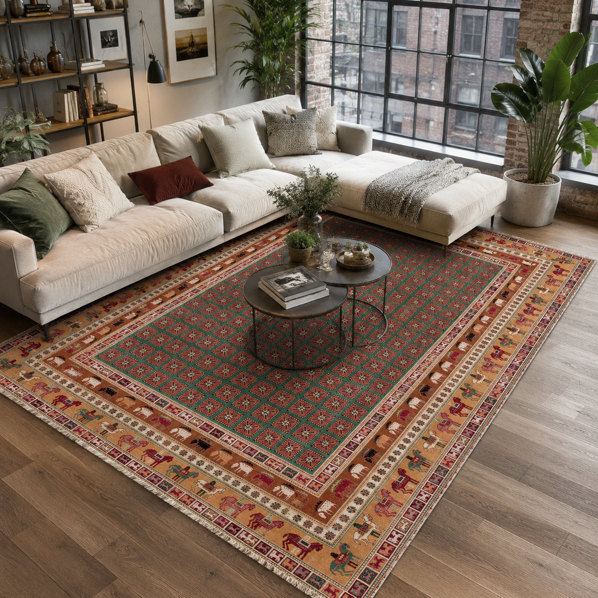 Tapis Ethnique Vintage Bordeaux Lavable Amaya, vue 9
