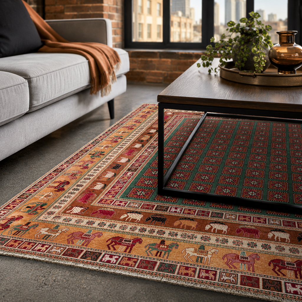 Tapis Ethnique Vintage Bordeaux Lavable Amaya, vue 10