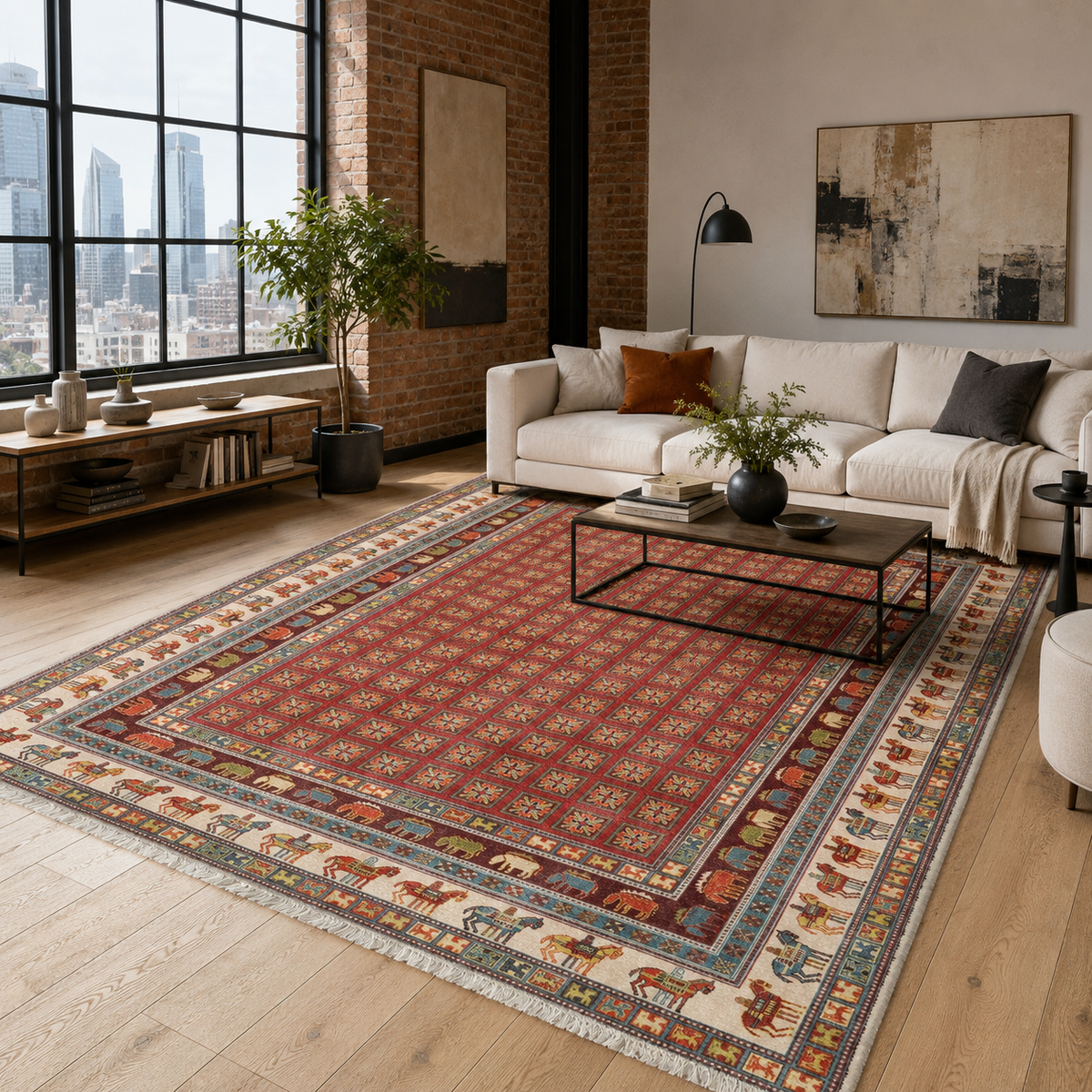 Tapis Classique Vintage Bordeaux Lavable Ambre, vue 3