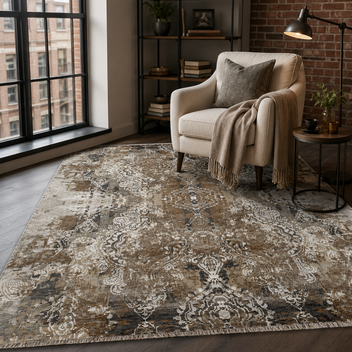 Tapis Classique Vintage Bleu Marine Lavable Eline, vue 7