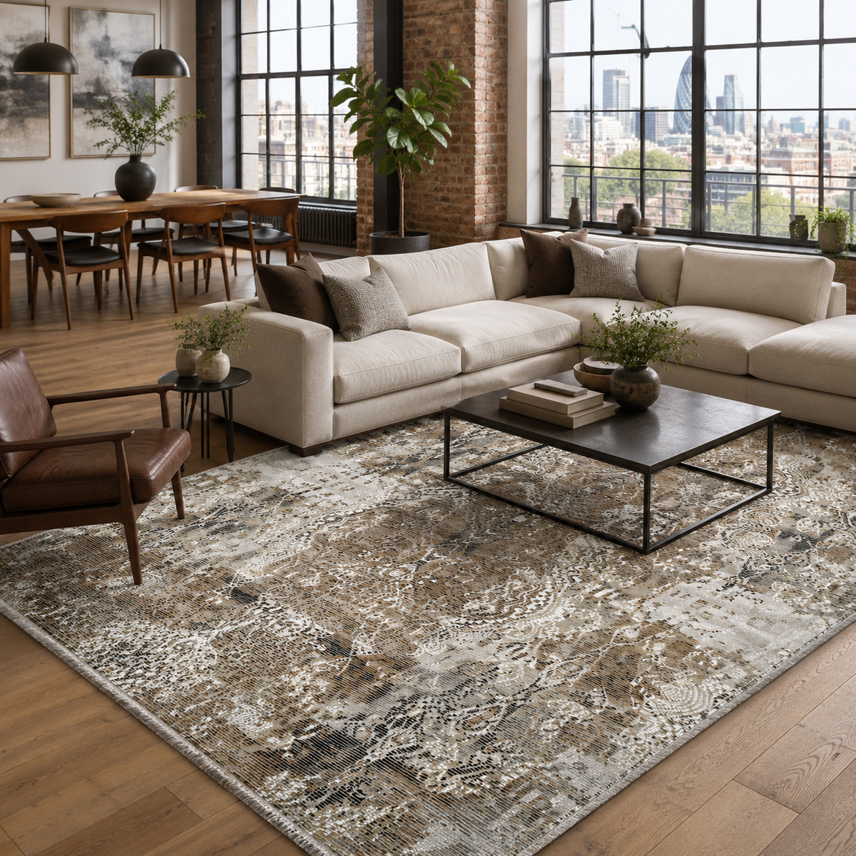 Tapis Classique Vintage Bleu Marine Lavable Eline, vue 8