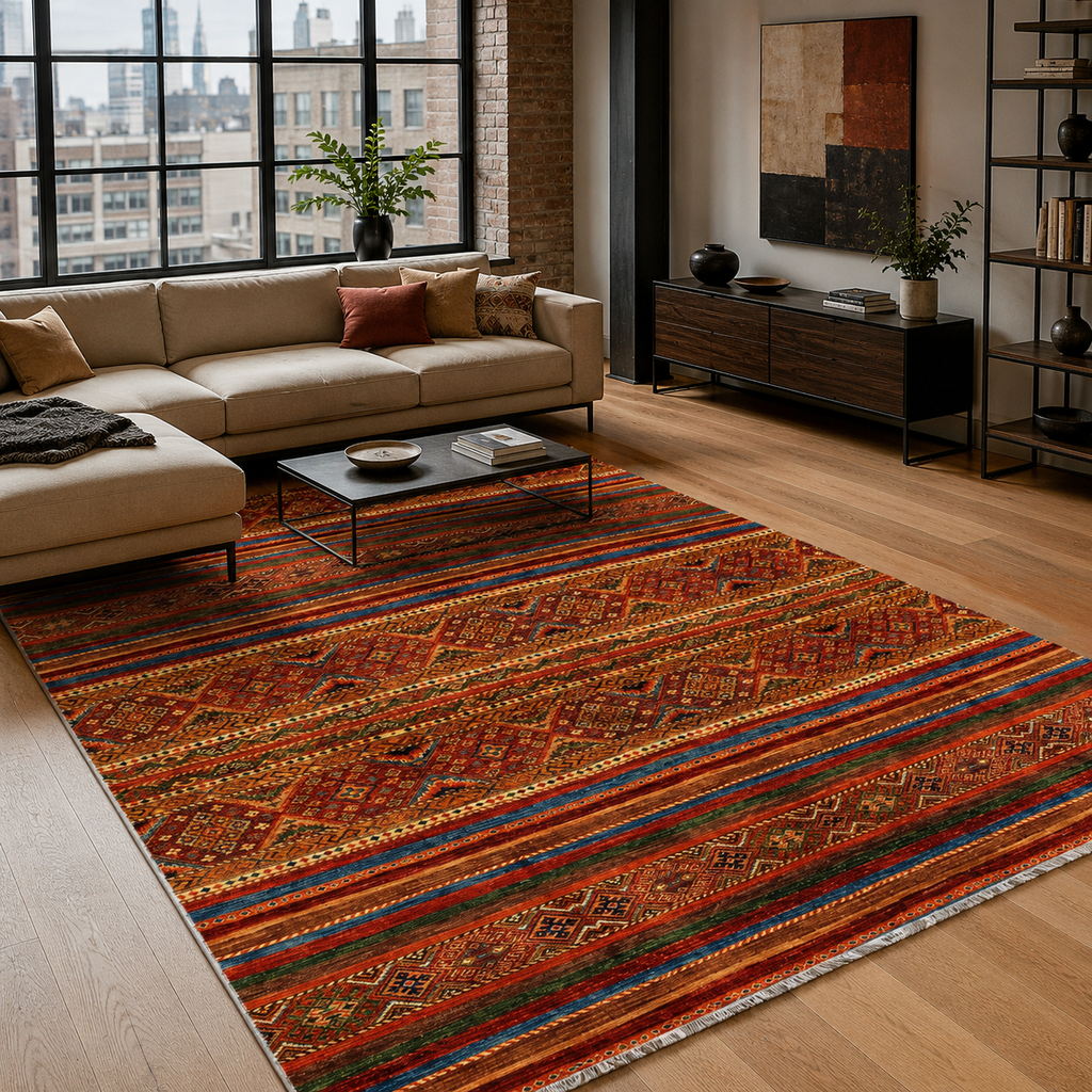 Tapis Ethnique Vintage Bordeaux Lavable Élia, vue 3