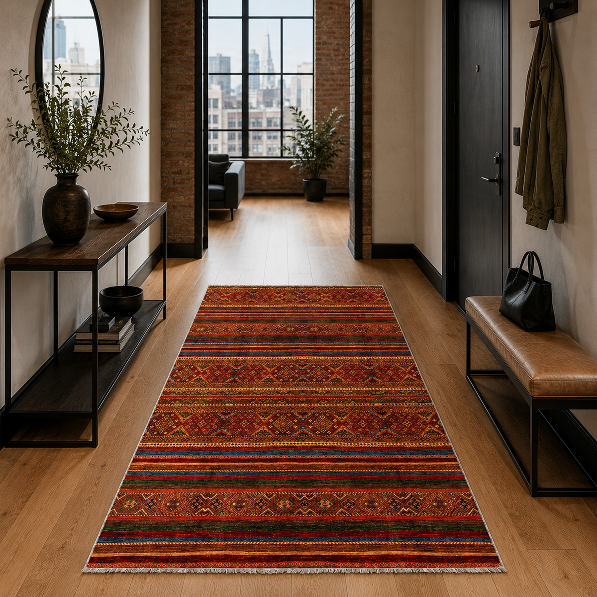 Tapis Ethnique Vintage Bordeaux Lavable Élia, vue 9