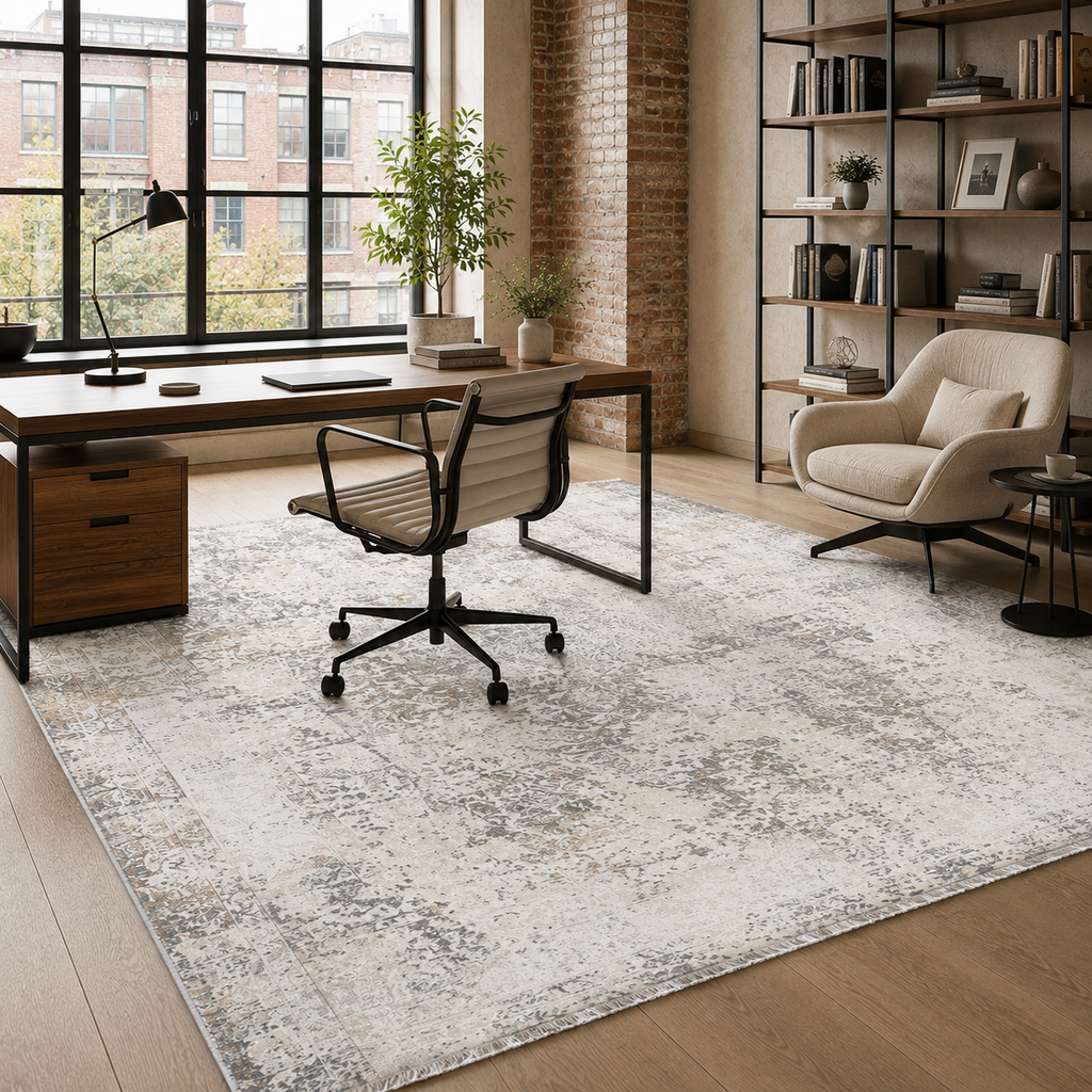 Tapis Ethnique Vintage Crème et Blanc Lavable Cassandre, vue 6