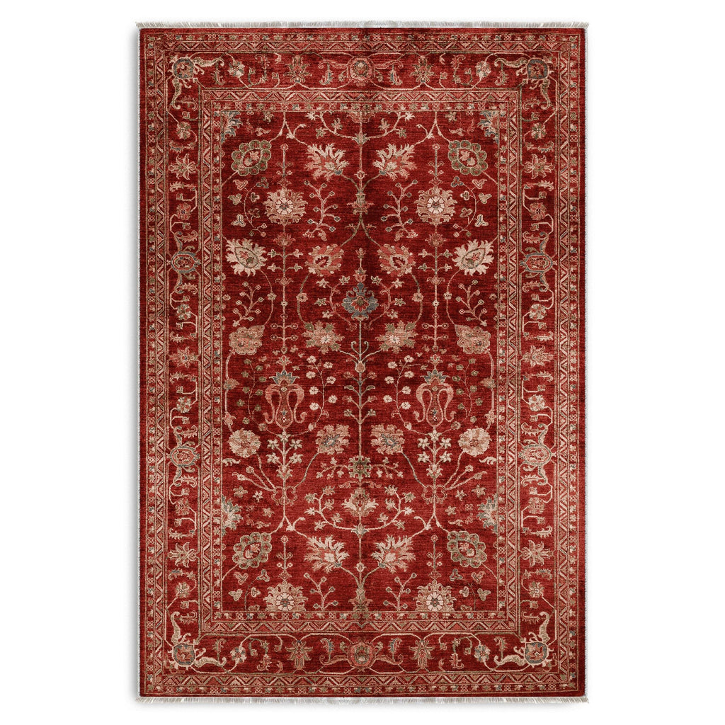 Détail du motif du tapis ethnique vintage bordeaux lavable Isaure
