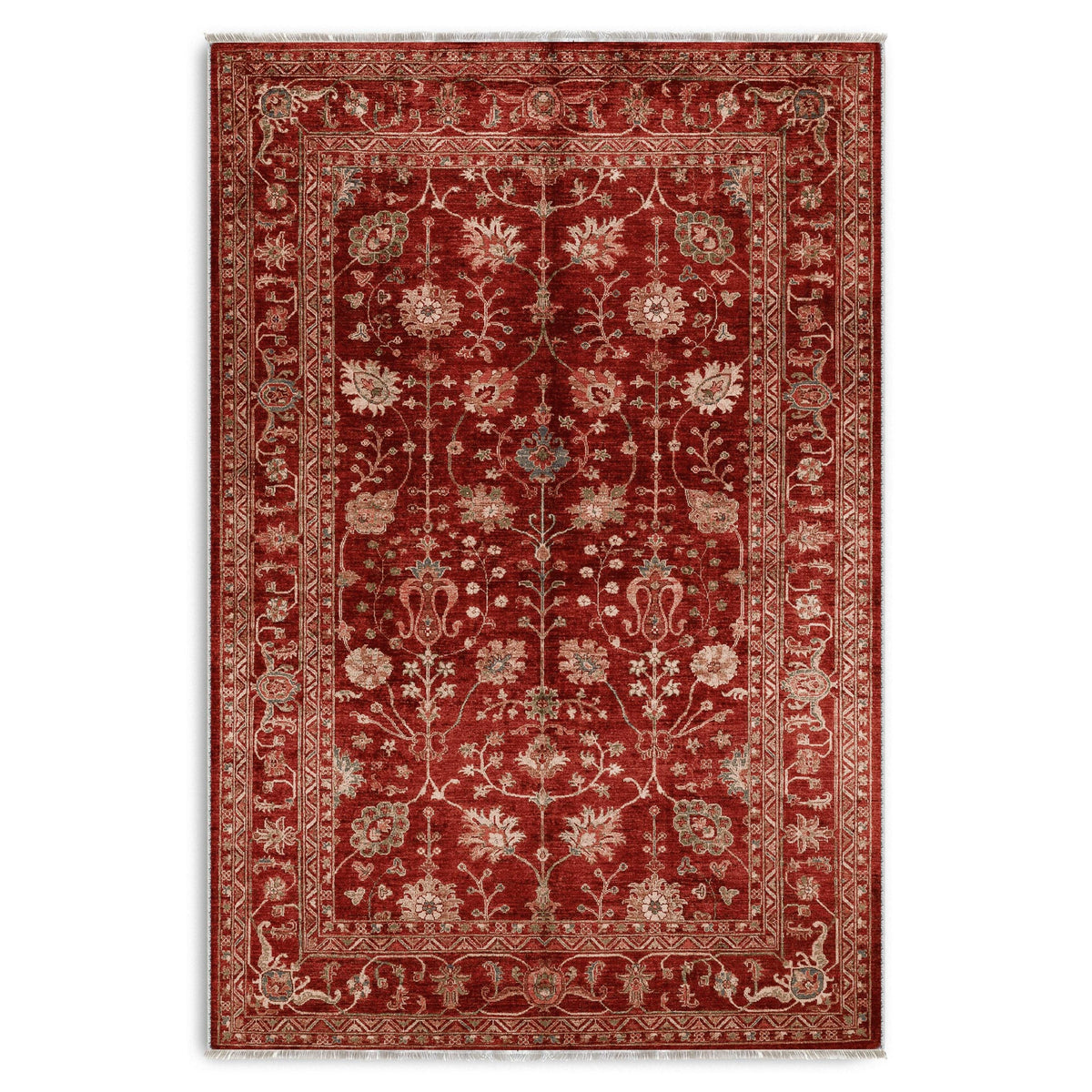 Détail du motif du tapis ethnique vintage bordeaux lavable Isaure