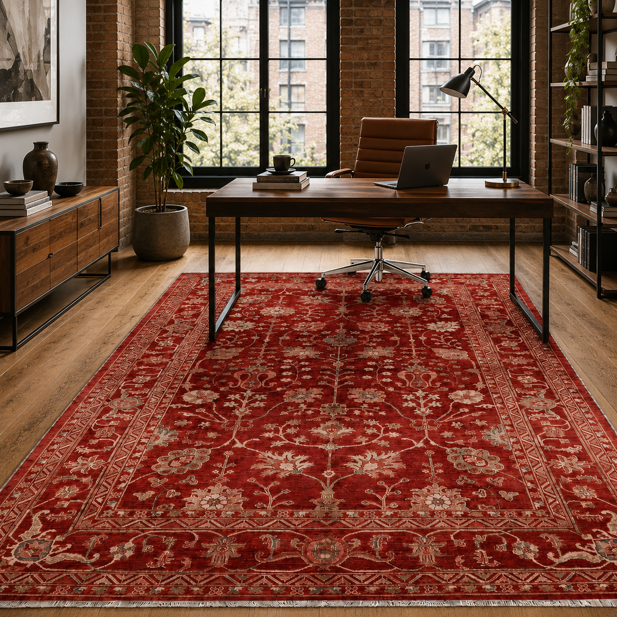 Tapis Ethnique Vintage Bordeaux Lavable Isaure, vue 6
