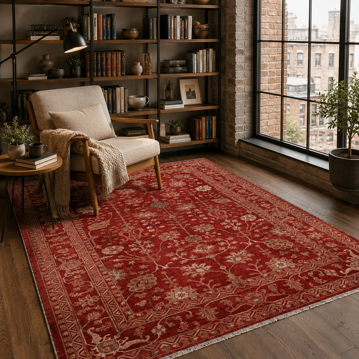 Tapis Ethnique Vintage Bordeaux Lavable Isaure, vue 7