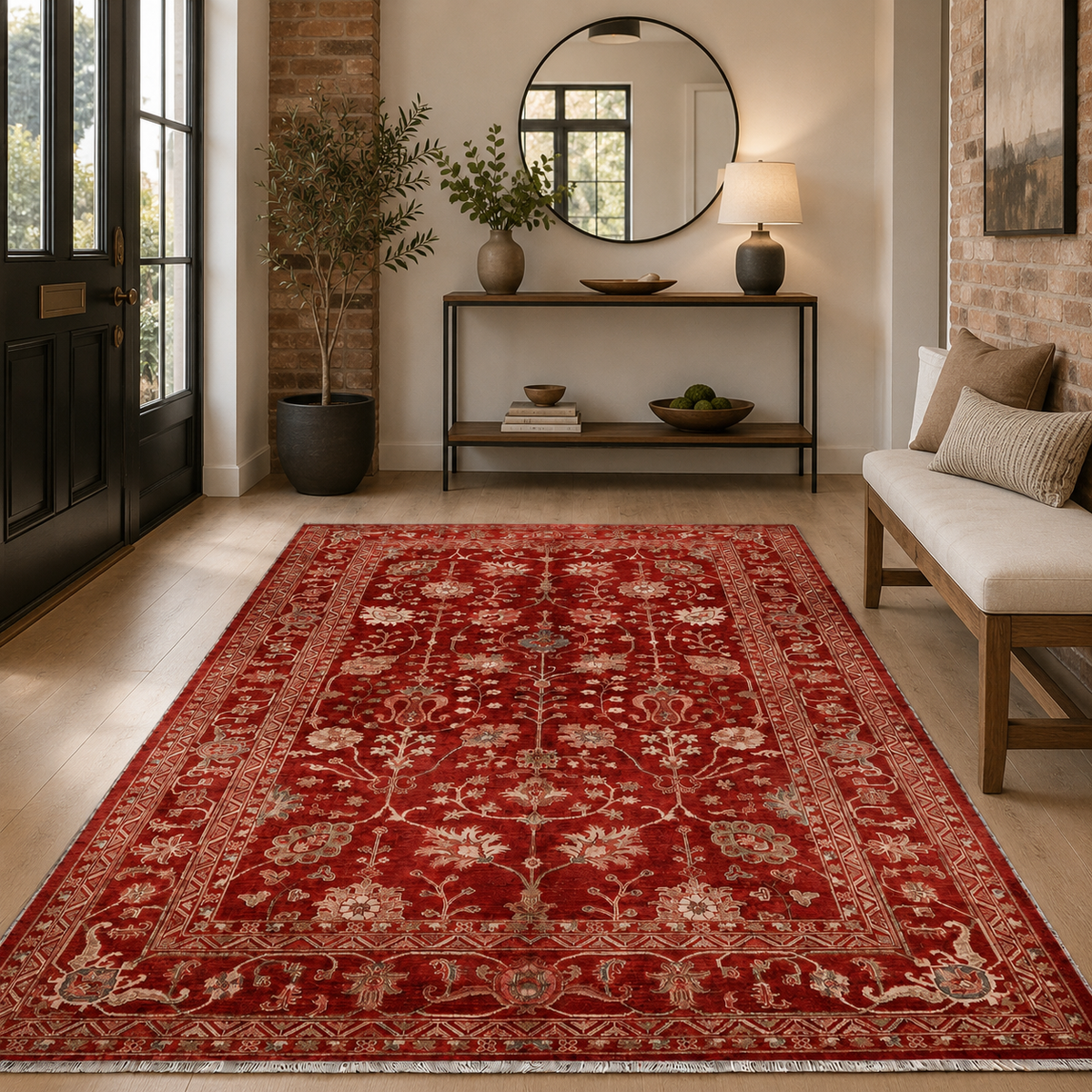 Tapis Ethnique Vintage Bordeaux Lavable Isaure, vue 8
