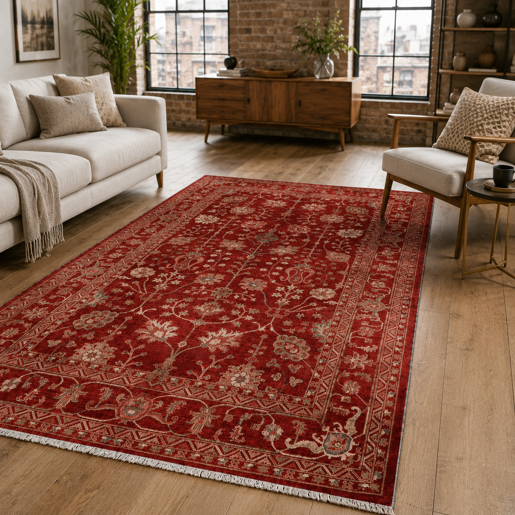 Tapis Ethnique Vintage Bordeaux Lavable Isaure, vue 10