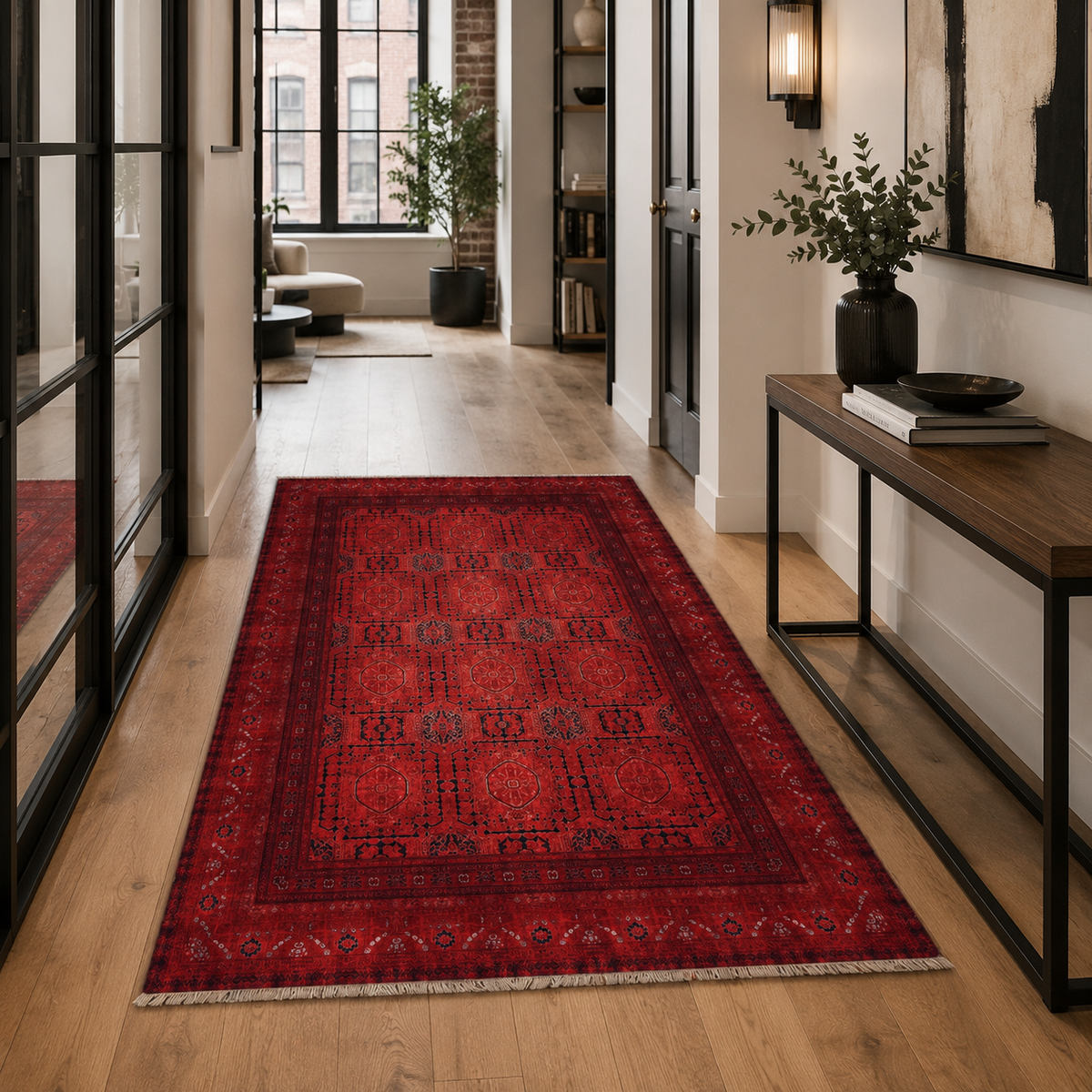 Tapis Ethnique Vintage Bordeaux Lavable Léna, vue 8