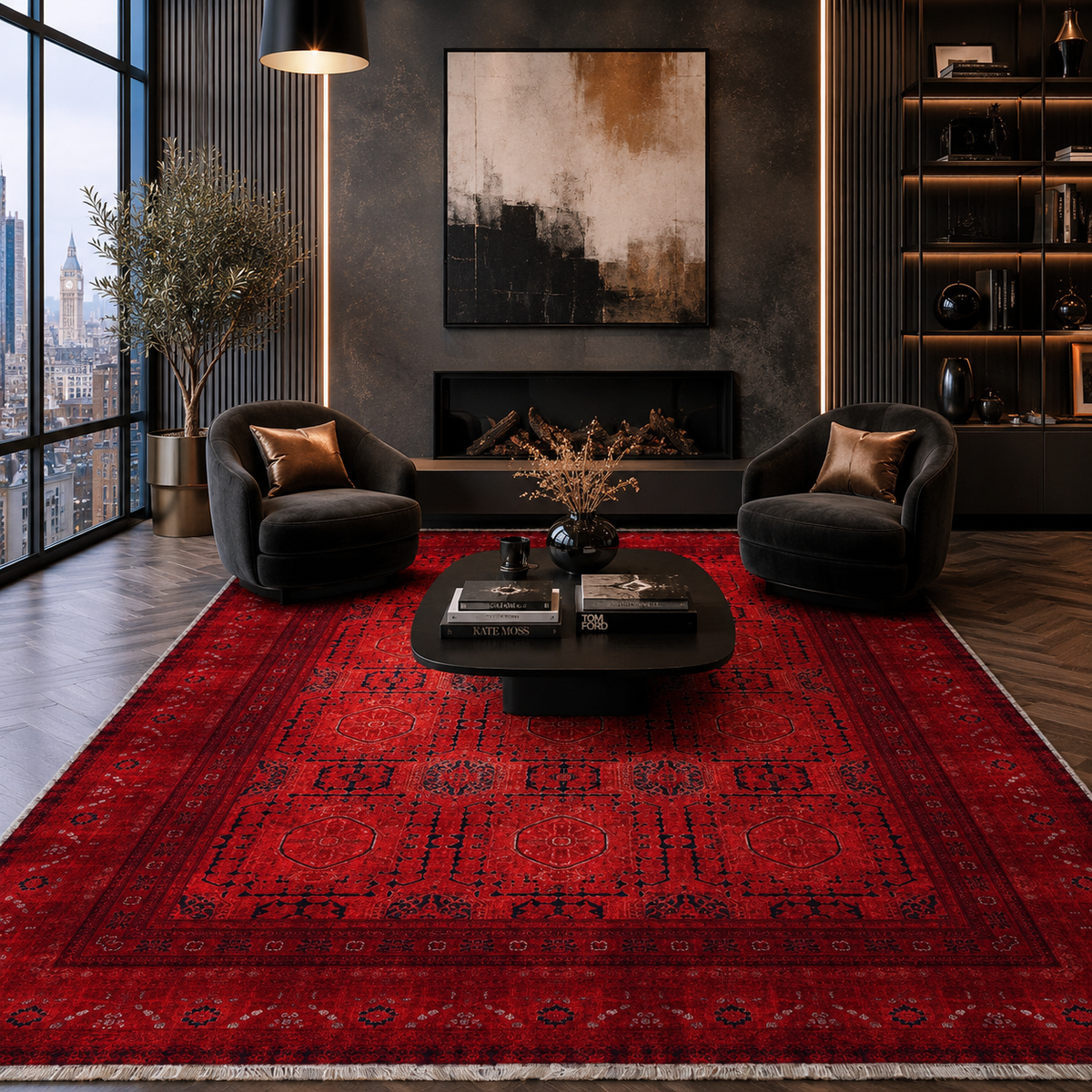 Tapis Ethnique Vintage Bordeaux Lavable Léna, vue 10