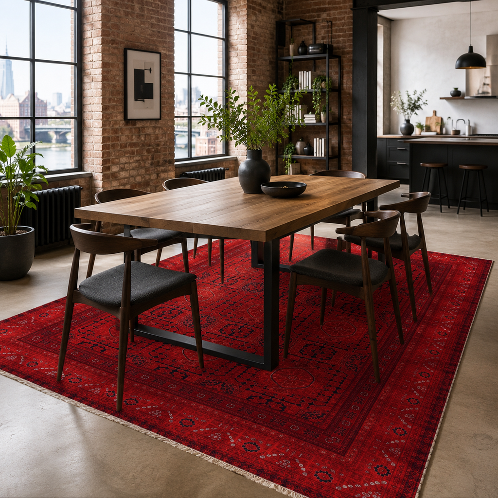 Tapis Ethnique Vintage Bordeaux Lavable Lana, vue 5