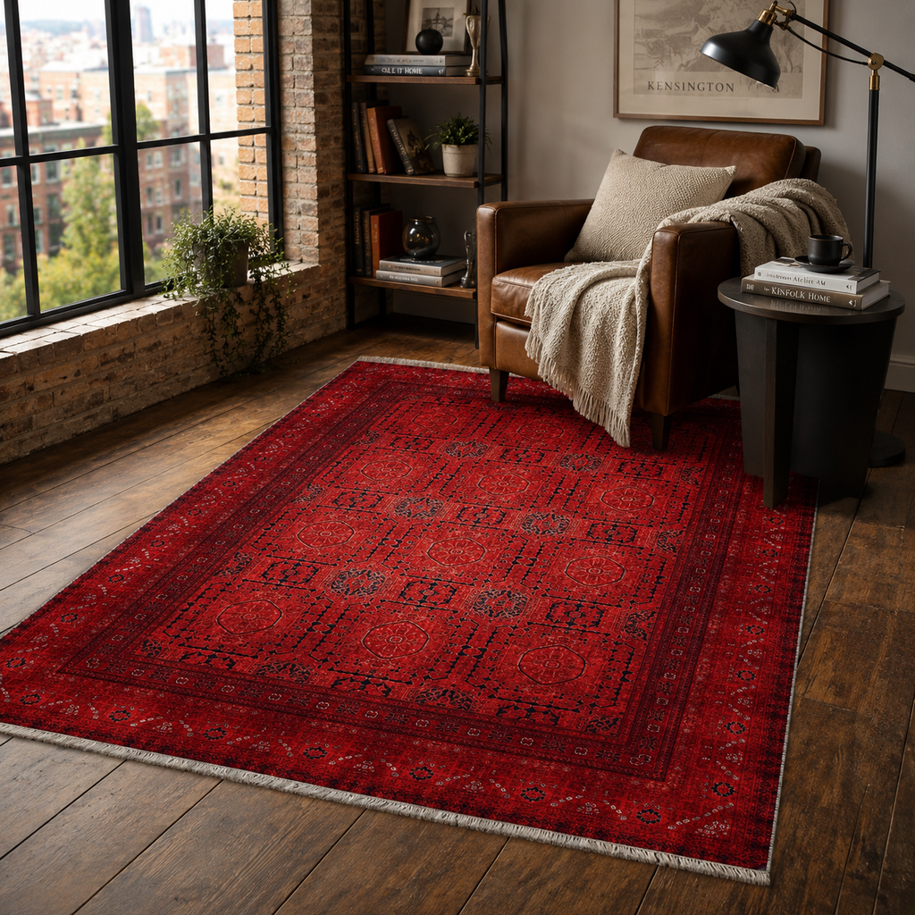 Tapis Ethnique Vintage Bordeaux Lavable Lana, vue 7