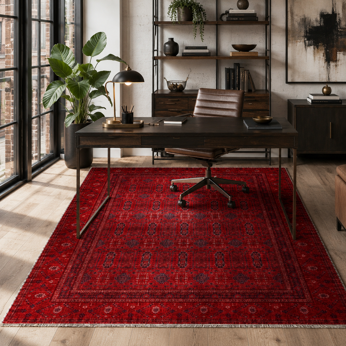 Tapis Ethnique Vintage Bordeaux Lavable Georgia, vue 6