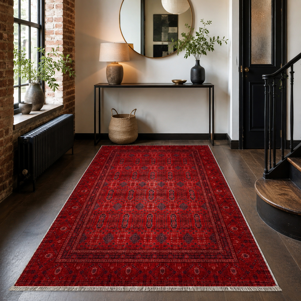Tapis Ethnique Vintage Bordeaux Lavable Georgia, vue 7