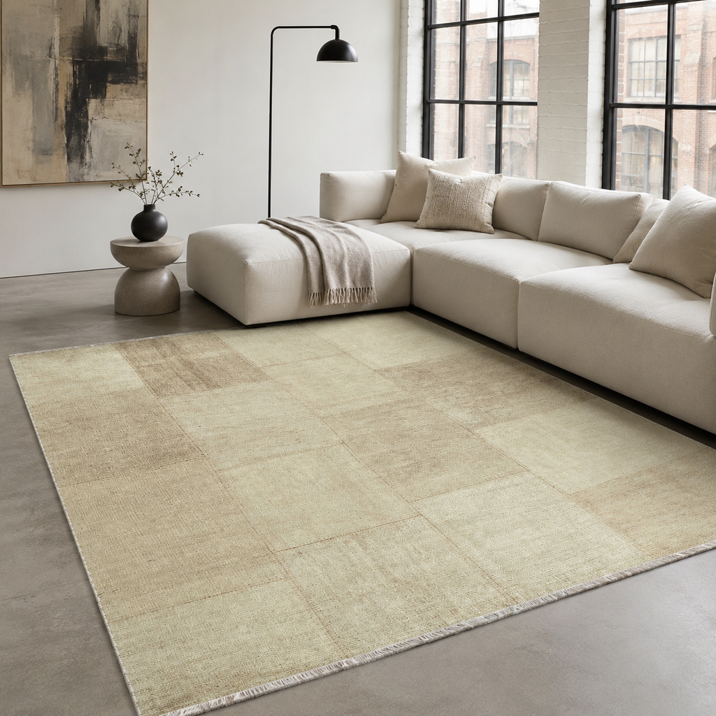 Tapis Ethnique Vintage Crème et Blanc Lavable Elsa, vue 4