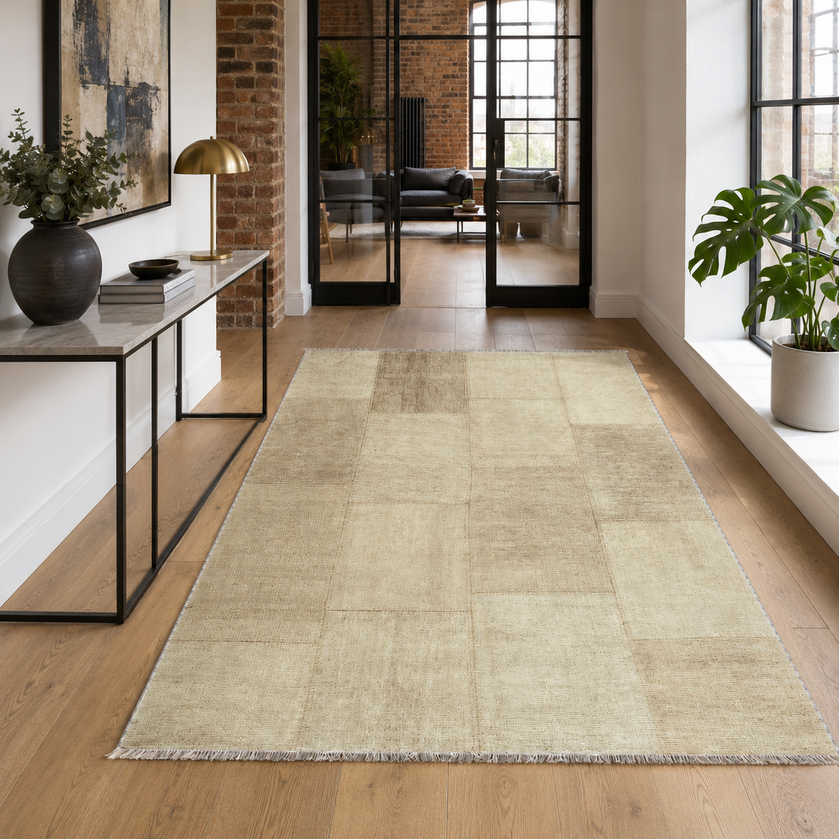 Tapis Ethnique Vintage Crème et Blanc Lavable Elsa, vue 8