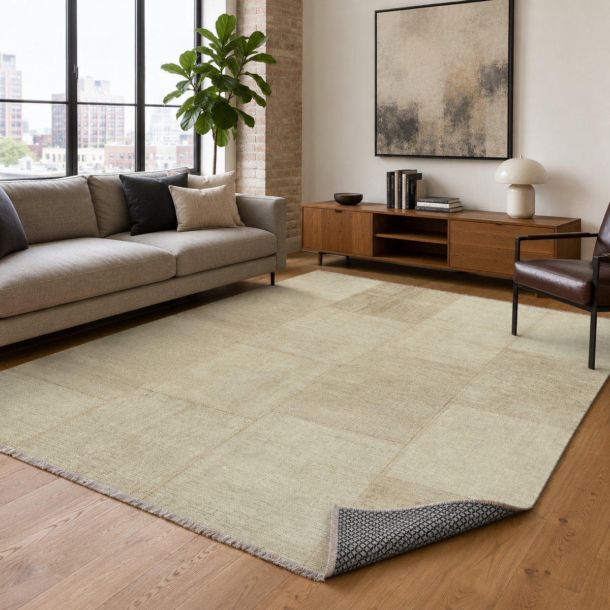 Tapis Ethnique Vintage Crème et Blanc Lavable Elsa, vue 10