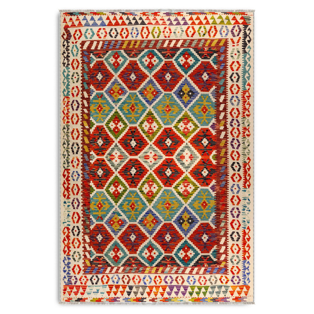 Détail du motif du tapis ethnique vintage bordeaux lavable Nolia